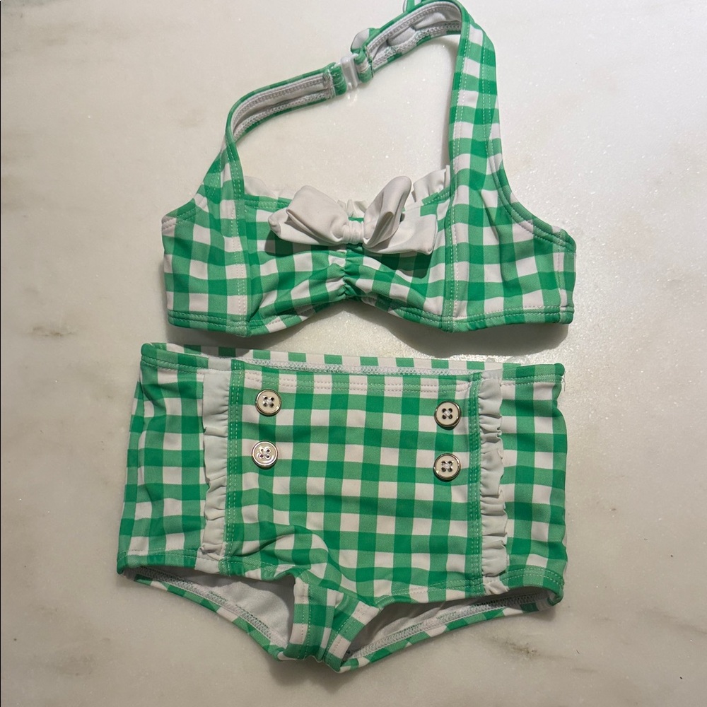 Janie and Jack Green Checkered Swimwear